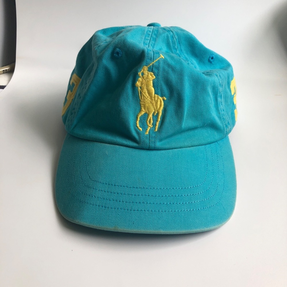 Polo Ralph Lauren Cap Turquoise Big Pony 3 MCMLXVI Strapback One Size Distressed